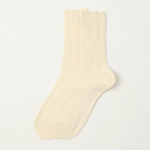 RoToTo Organic Daily 3 Pack Ribbed Crew Sock - Ivory