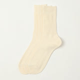 RoToTo Organic Daily 3 Pack Ribbed Crew Sock - Ivory