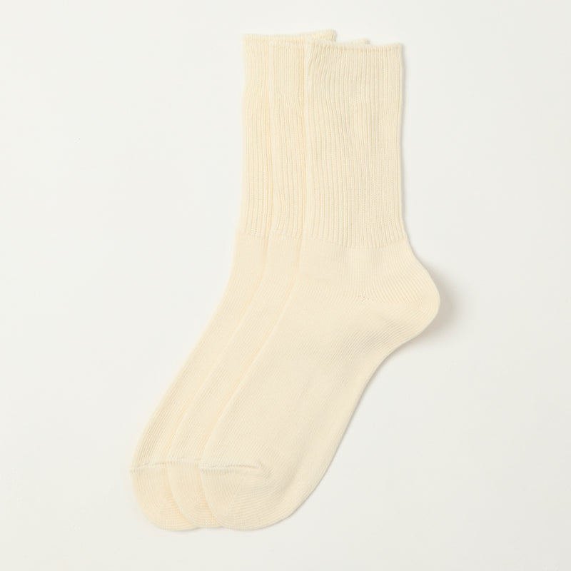 RoToTo Organic Daily 3 Pack Ribbed Crew Sock - Ivory