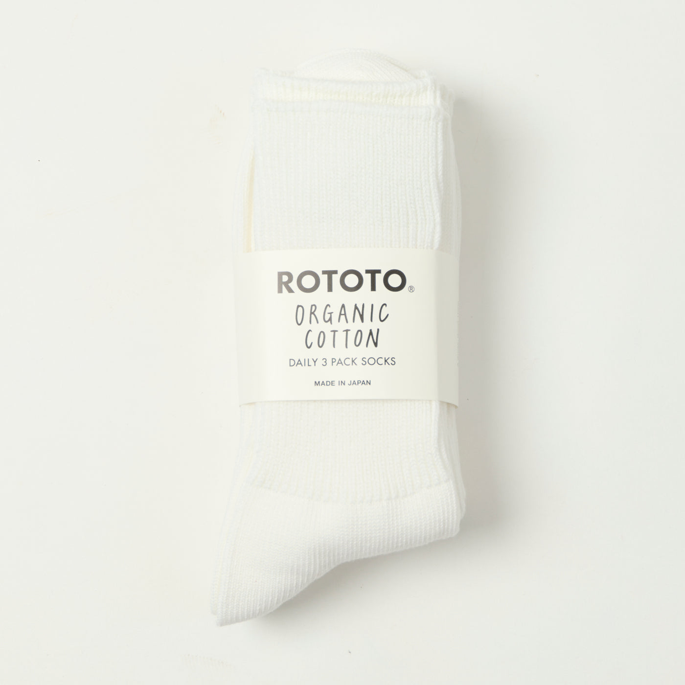 RoToTo Organic Daily 3 Pack Ribbed Crew Sock - White
