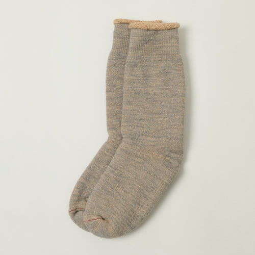 Rototo Double Face Crew Socks - Grey/Brown