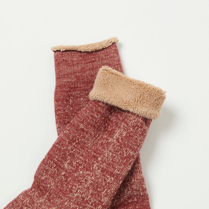 RoToTo Double Face Crew Sock - Dark Red/Brown