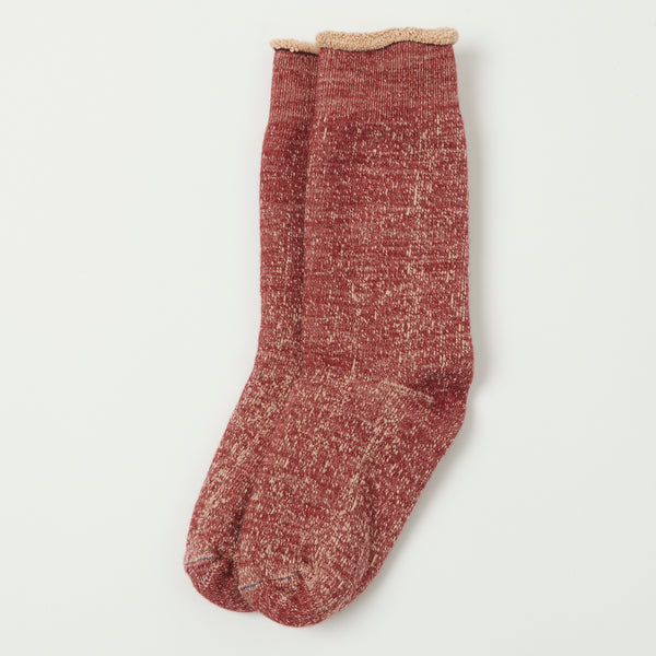 RoToTo Double Face Crew Sock - Dark Red/Brown