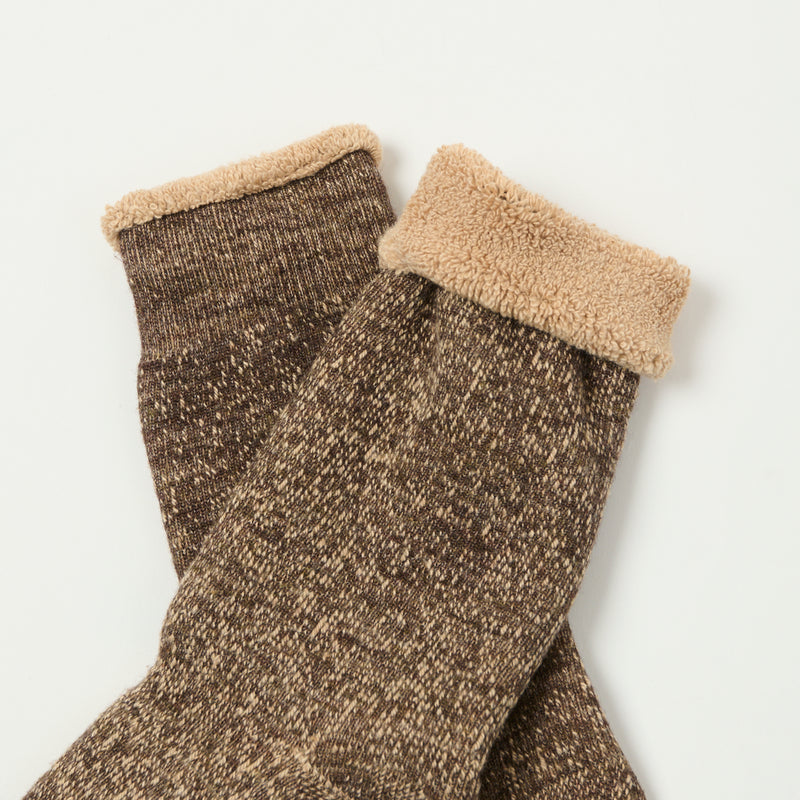 RoToTo Double Face Crew Sock - Brown/Dark Brown