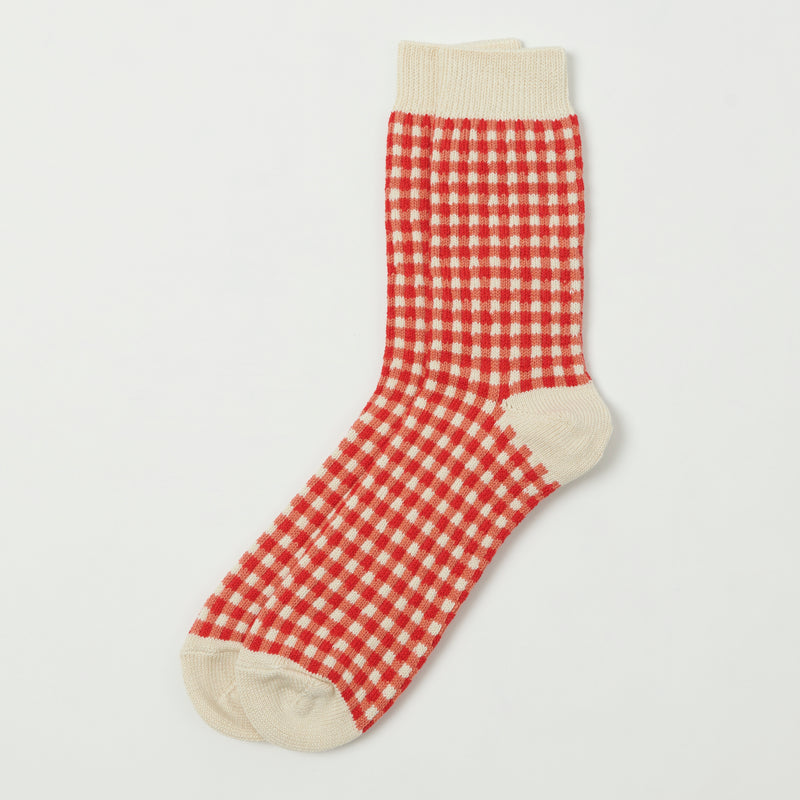 RoToTo Gingham Check Sock - Red