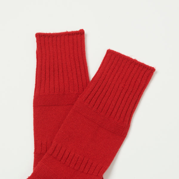 RoToTo Guernsey Pattern Crew Sock - Red/Coral
