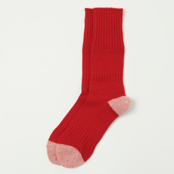 RoToTo Guernsey Pattern Crew Sock - Red/Coral