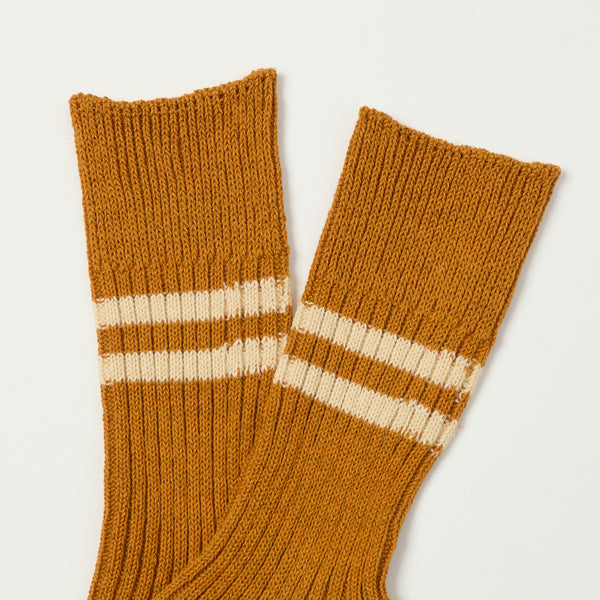 RoToTo Hemp Organic Cotton Stripe Sock - Sunset Gold/Whitesand