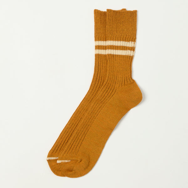 RoToTo Hemp Organic Cotton Stripe Sock - Sunset Gold/Whitesand