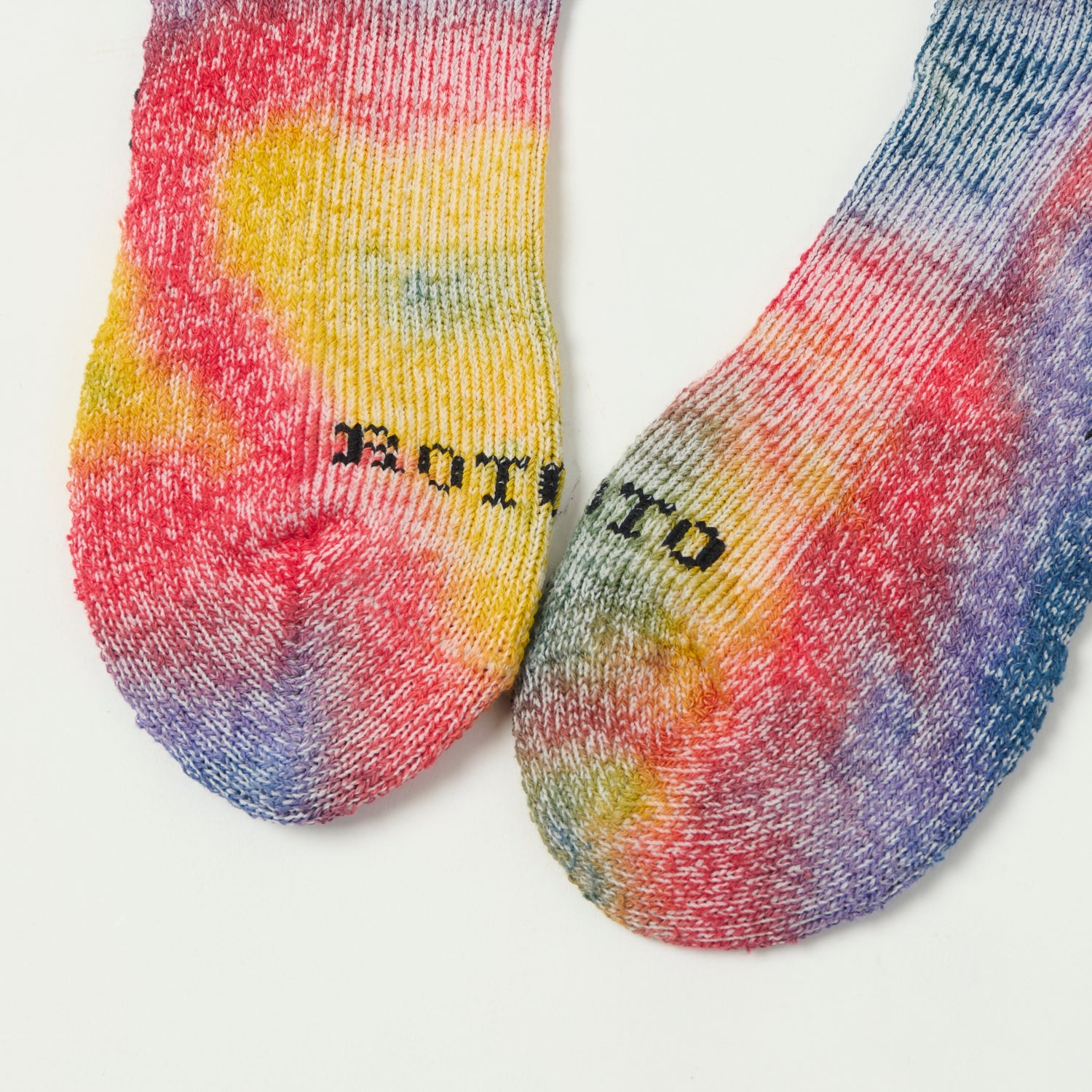 RoToTo Tie Dye  Organic Cotton Pile Ankle Sock - Red/Yellow/Blue