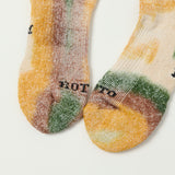 RoToTo Organic Cotton Pile Ankle Socks Tie Dye - Green/Gold/Brown