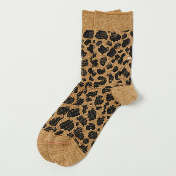 RoToTo Leopard Mini Crew Sock - Beige