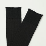 RoToTo Linen Cotton Ribbed Crew Sock - Black