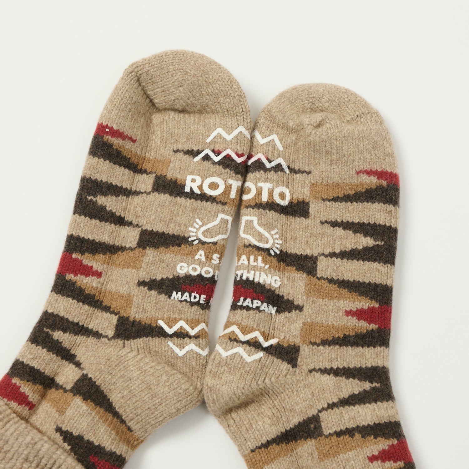 RoToTo Merino Lambs Wool 'Native' Room Sock - Light Brown