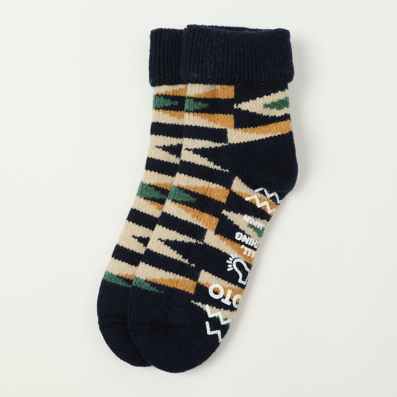 RoToTo Merino Lambs Wool Room Socks Native - Navy