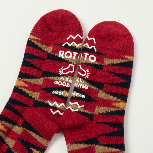 RoToTo Merino Lambs Wool Room Sock Native - Red