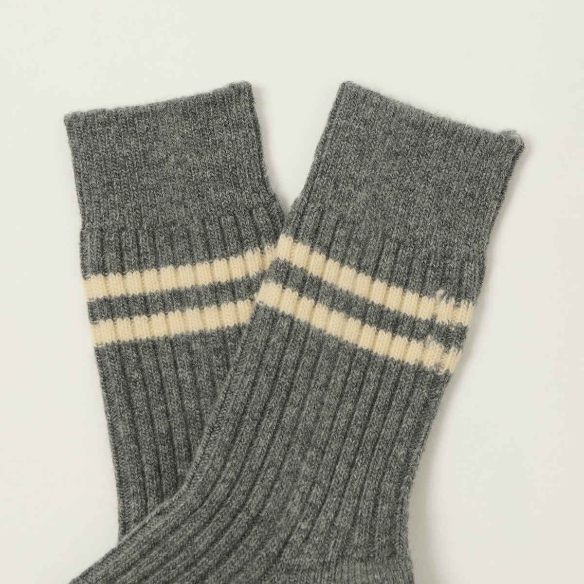 RoToTo Merino Lambs Wool Stripe Sock - Grey