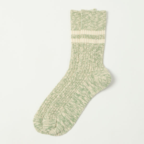 RoToTo OG Cotton Slub Stripe Sock - Light Green