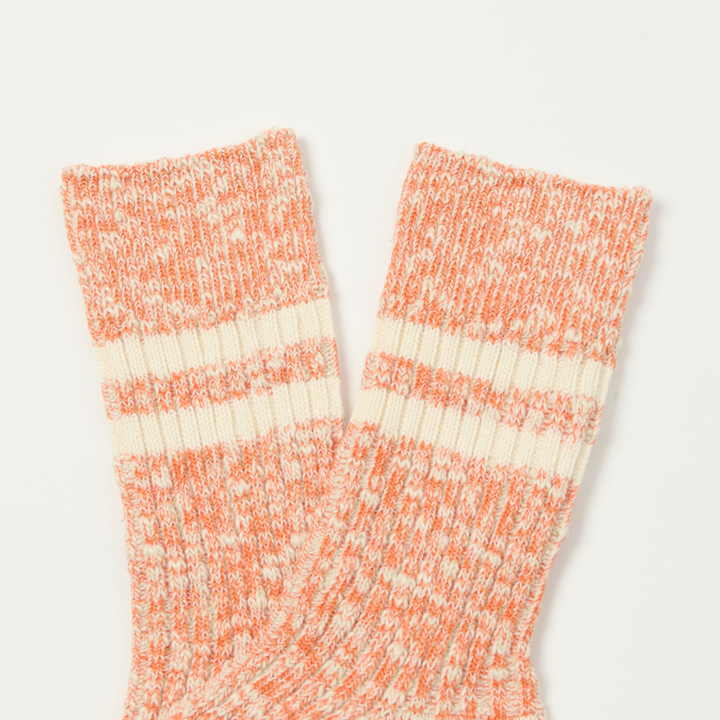 RoToTo Organic Cotton Slub Stripe Sock - Orange