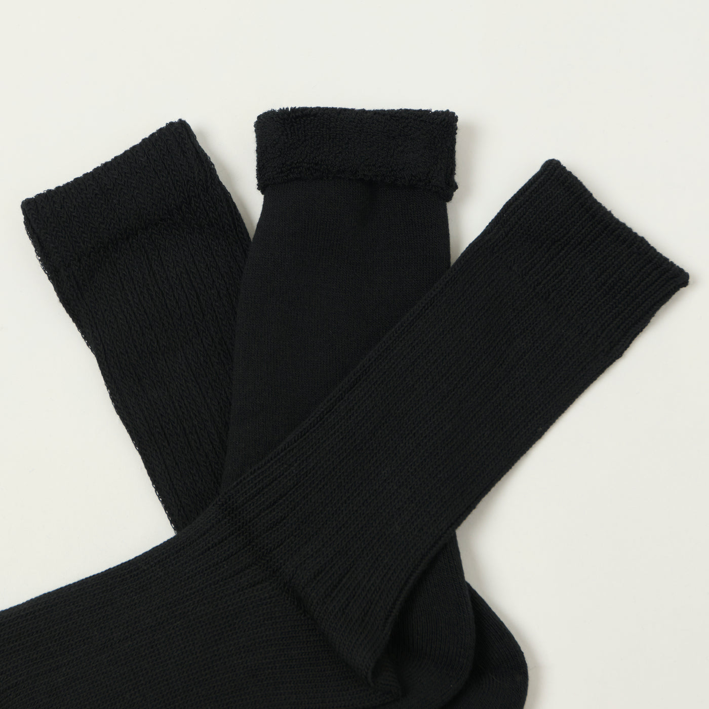Rototo Organic Daily 3 Pack Crew Socks - Black