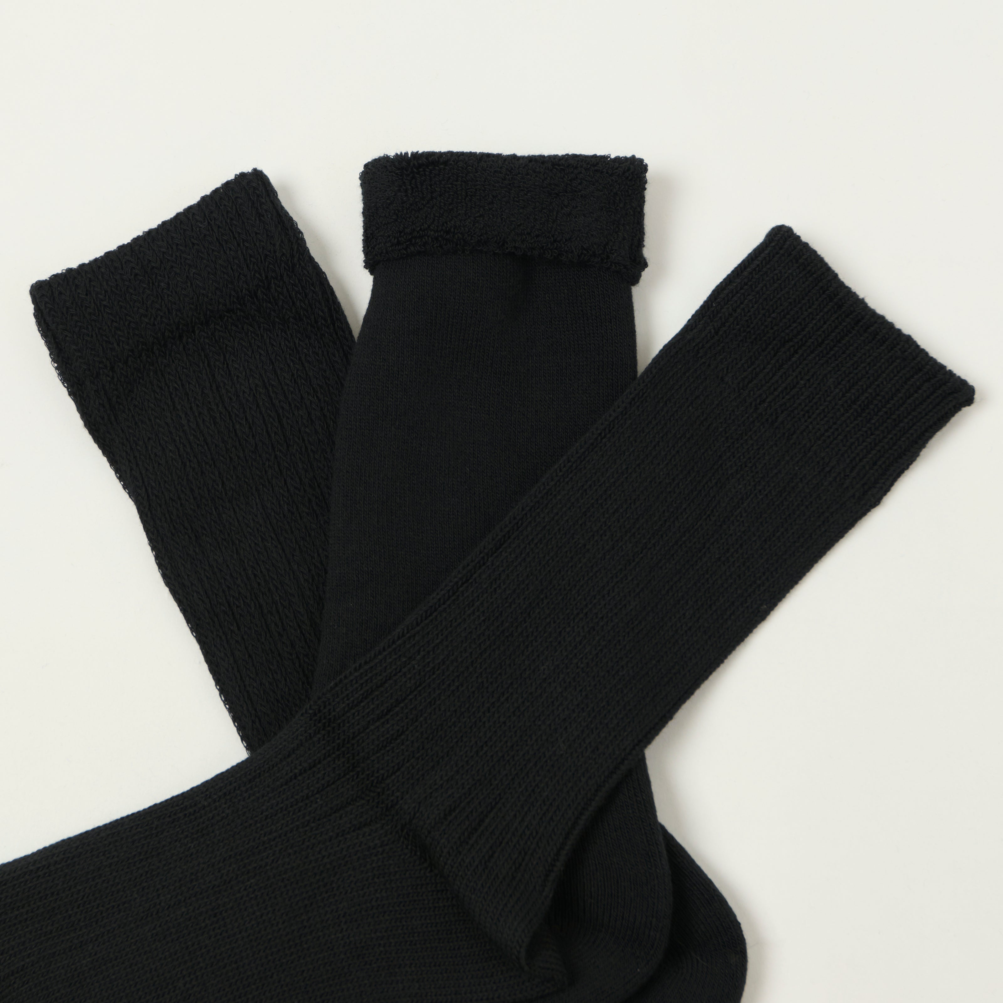 Rototo Organic Daily 3 Pack Crew Socks - Black