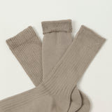 Rototo Organic Daily 3 Pack Crew Socks - Greige