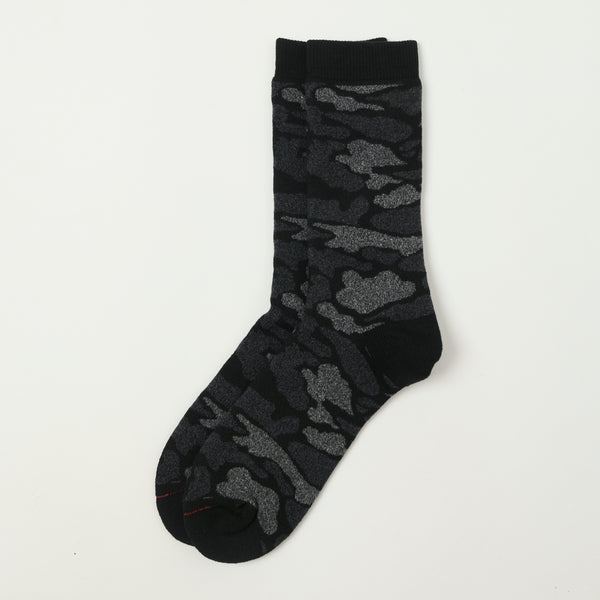 RoToTo Pile Camo Crew Socks - Black