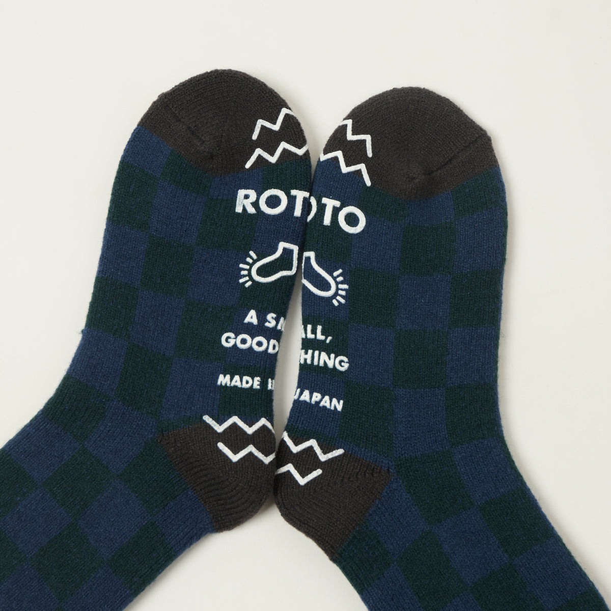 RoToTo Checkerboard Pile Room Sock - Navy Blue/Charcoal