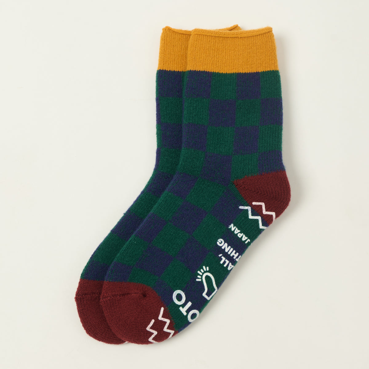 RoToTo Checkerboard Pile Room Sock - Yellow/Maroon