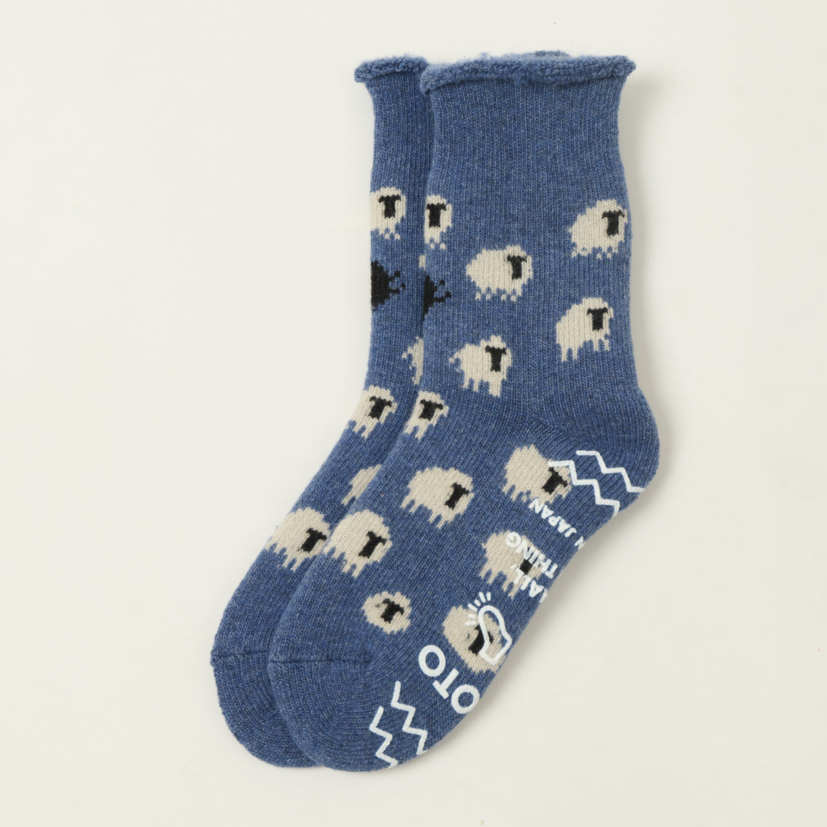 Rototo Sheep Pile Room Socks - Blue