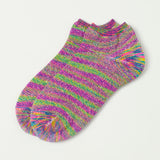 RoToTo Washi Pile Short Sock Kasuri - Rainbow/Purple