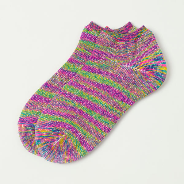 RoToTo Washi Pile Short Sock Kasuri - Rainbow/Purple