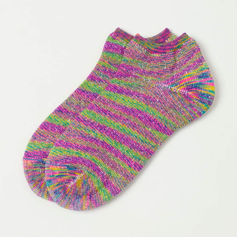 RoToTo Washi Pile Short Sock Kasuri - Rainbow/Purple