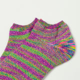 RoToTo Washi Pile Short Sock Kasuri - Rainbow/Purple