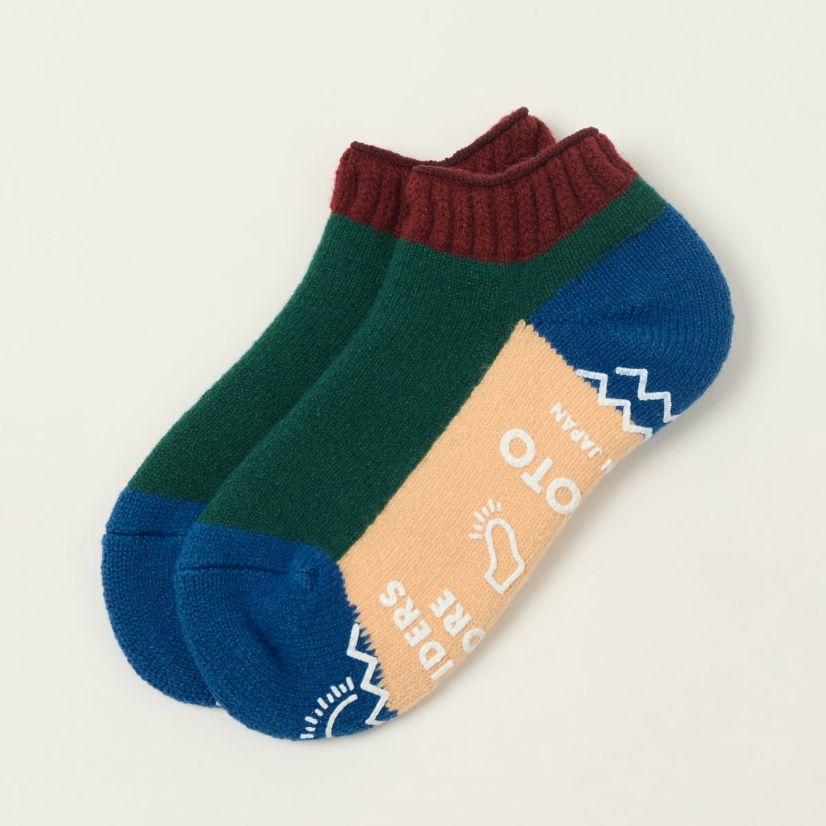 RoToTo Pile Sock Slipper - Maroon/Dark Green