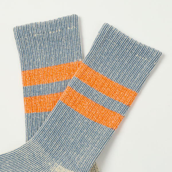 RoToTo Pile Stripe Marl Sock - Blue/Orange