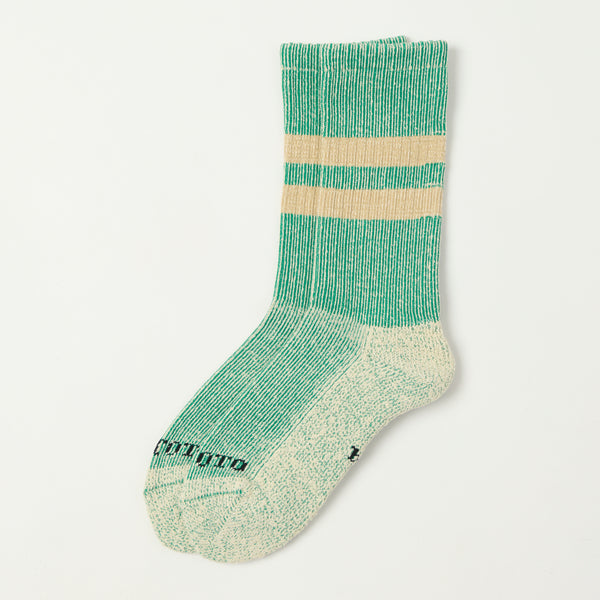 RoToTo Pile Stripe Marl Sock - Green/Beige