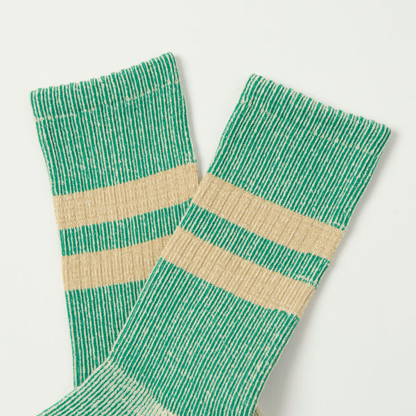 RoToTo Pile Stripe Marl Sock - Green/Beige