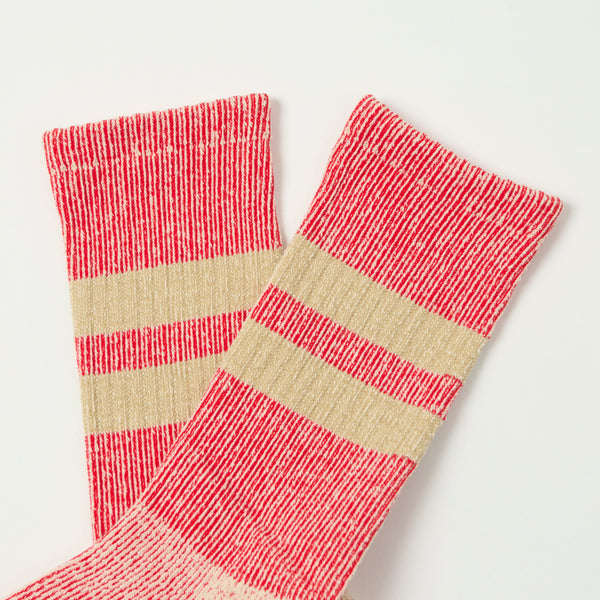 RoToTo Pile Stripe Marl Sock - Red/Beige