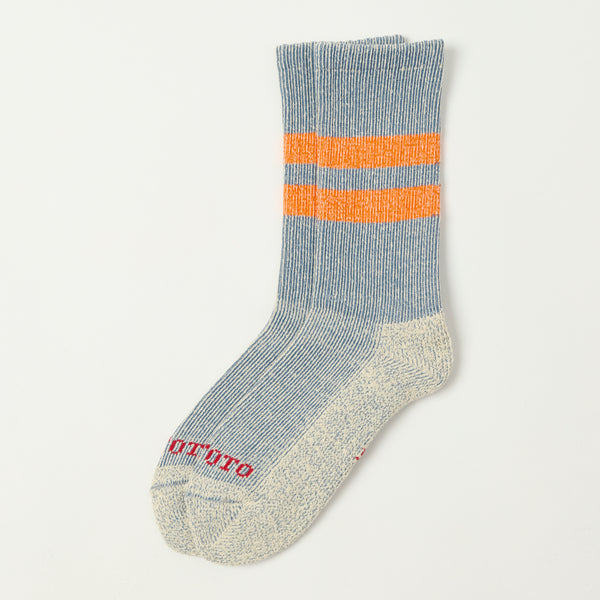 RoToTo Pile Stripe Marl Sock - Blue/Orange