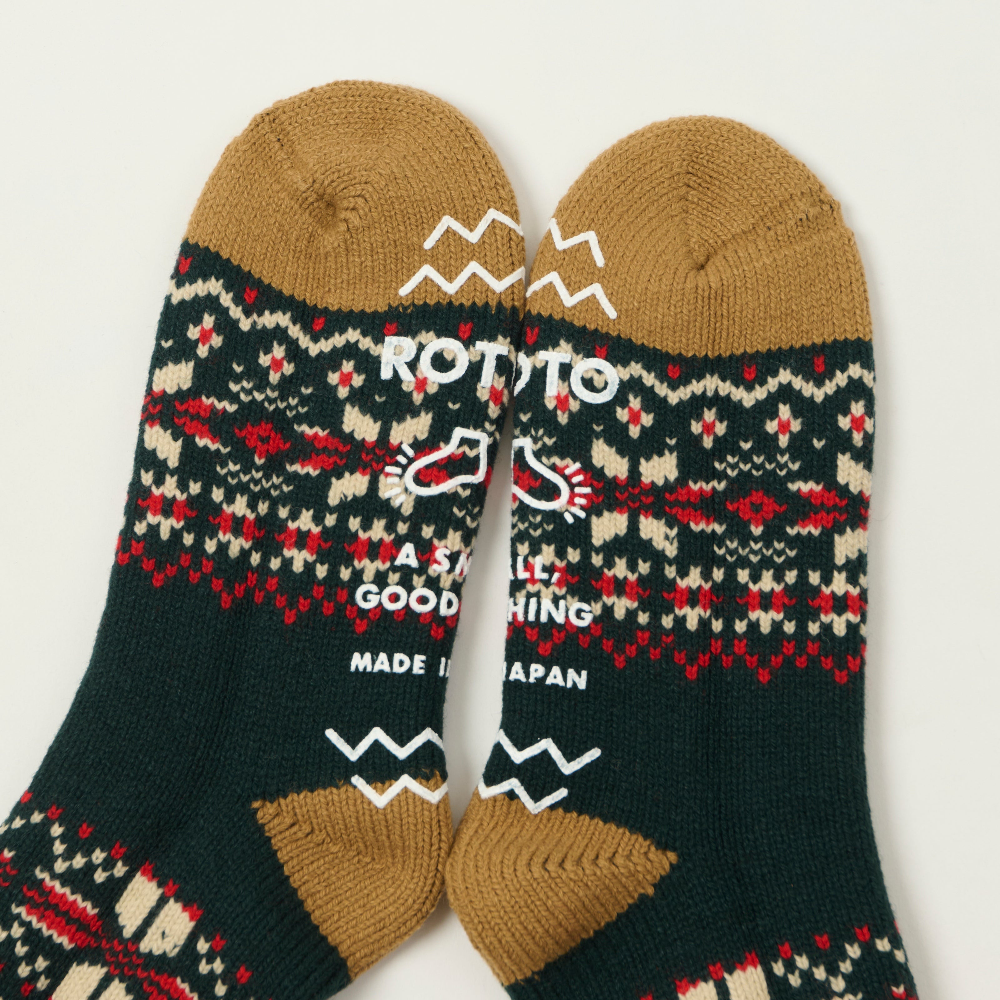 Rototo Comfy Room Socks Snow Flake - Forest Green