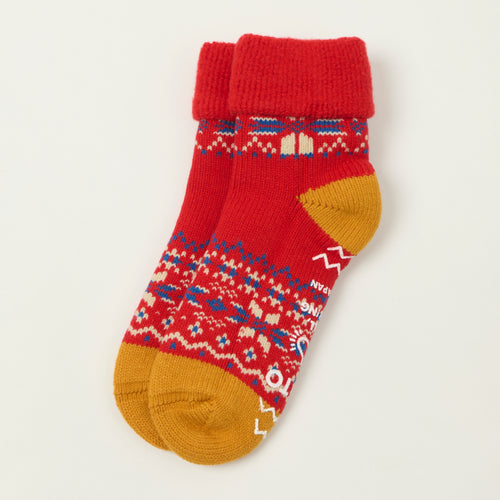 Rototo Comfy Room Socks Snow Flake - Red
