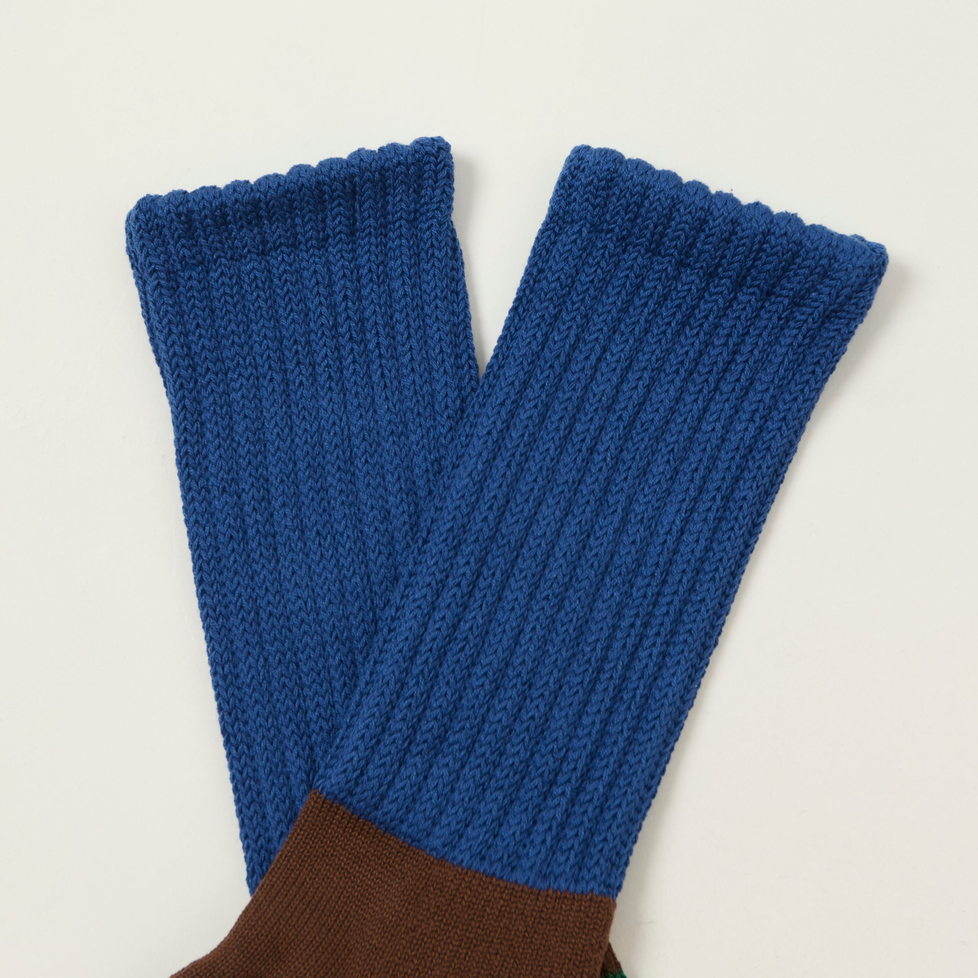 Rototo Multi Loose Pile Socks - Blue/Brown