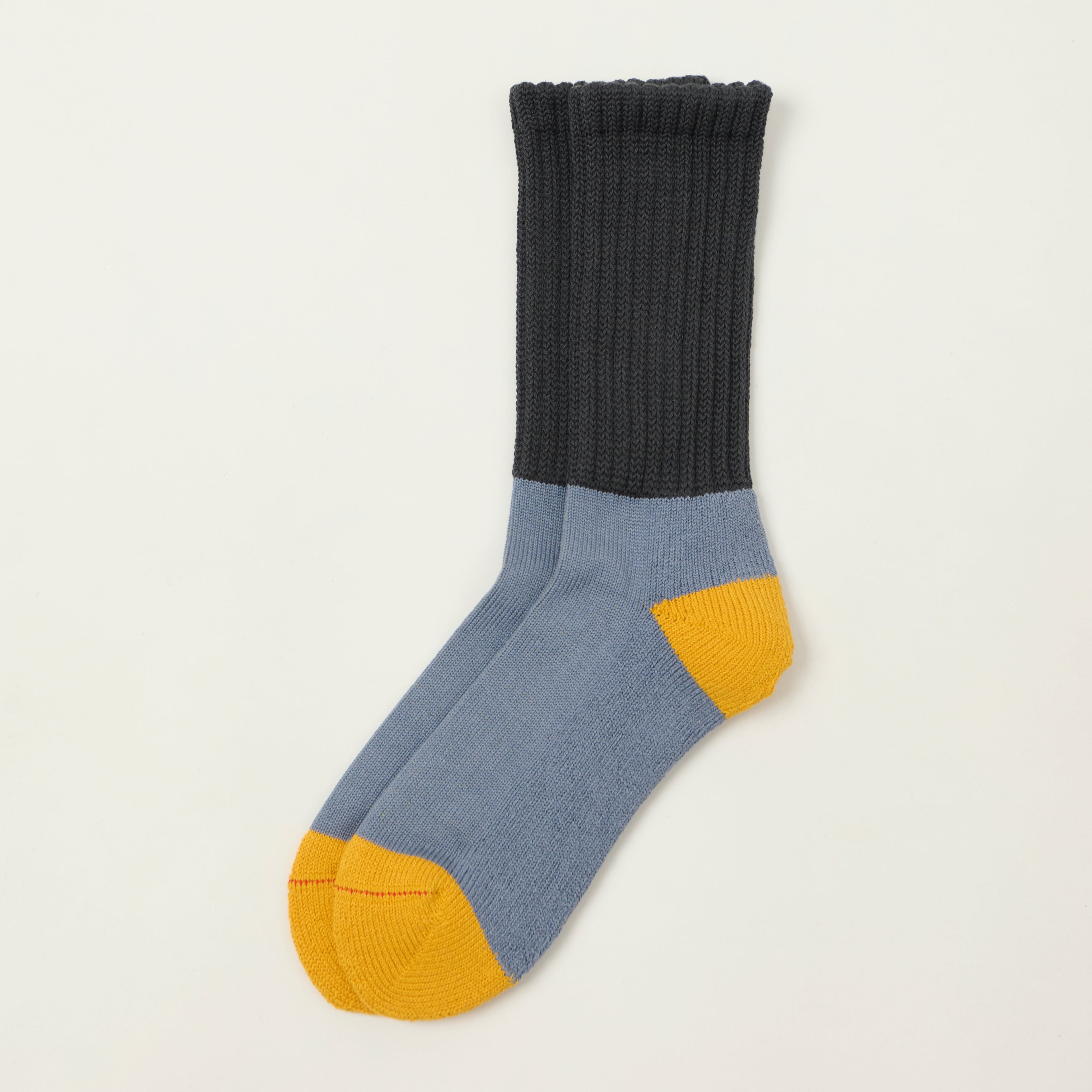 Rototo Multi Loose Pile Socks - Charcoal/Light Blue