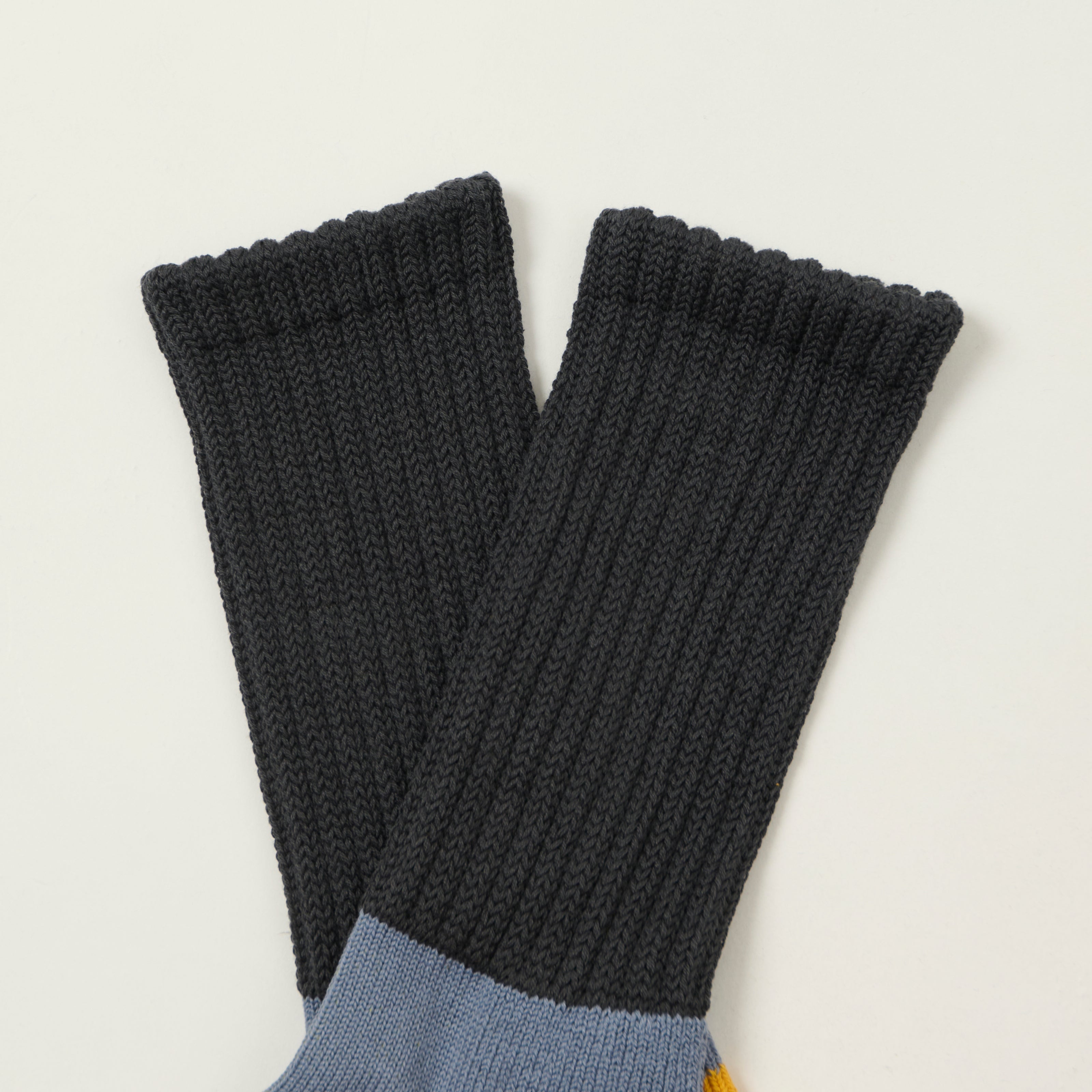 Rototo Multi Loose Pile Socks - Charcoal/Light Blue
