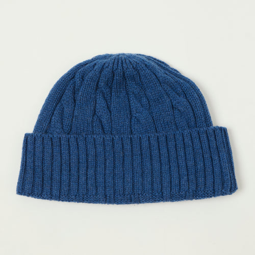 Rototo Washable Merino Cable Watch Cap - Blue