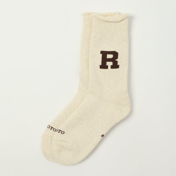 RoToTo Raffy Sweat Socks R Logo - Brown