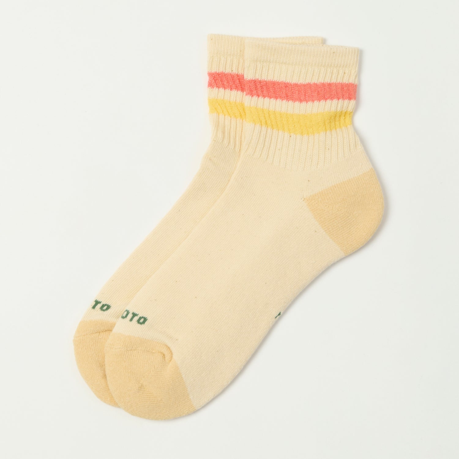 RoToTo Retro Athletic Ankle Sock - Coral/Yellow