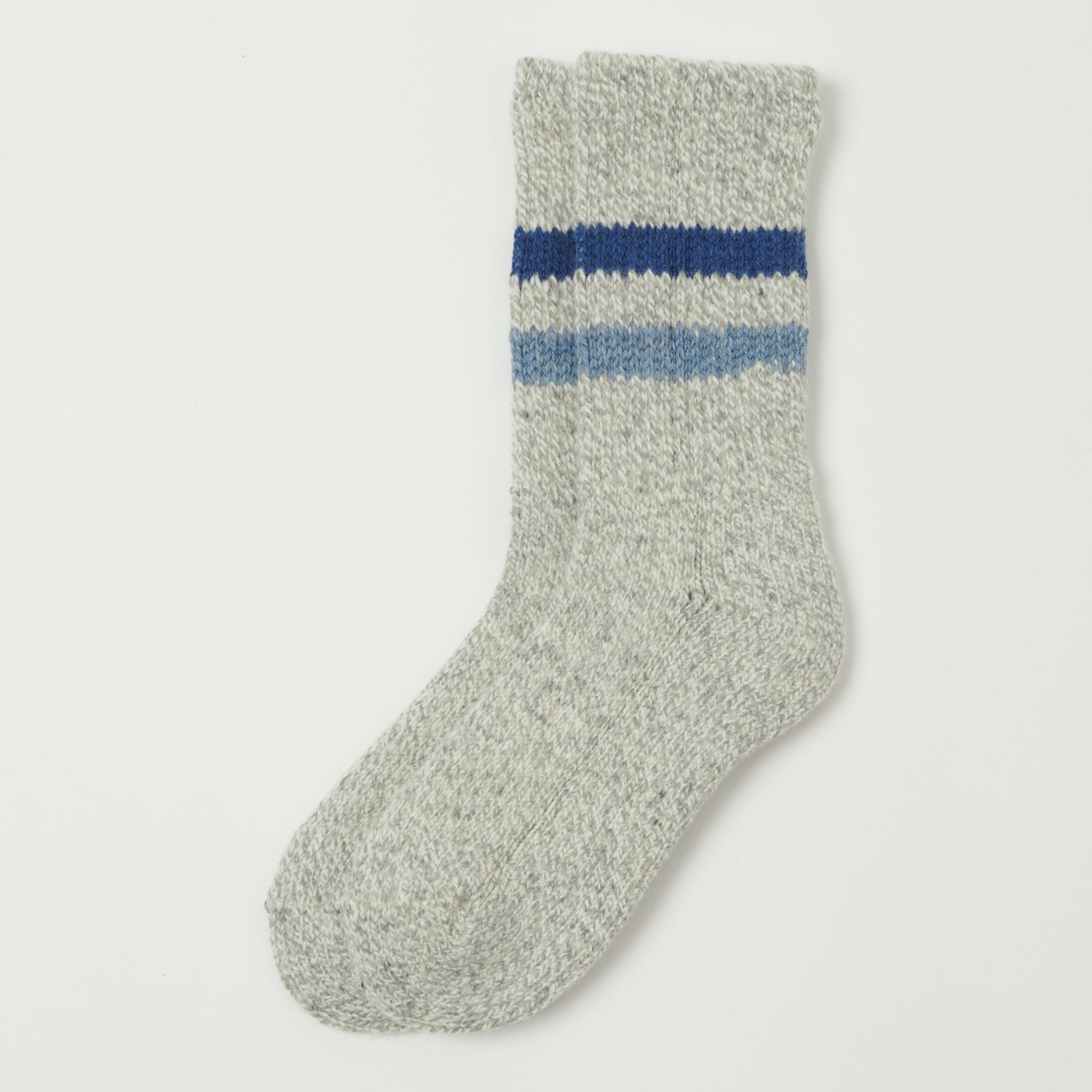 RoToTo Retro Winter Outdoor Sock - Grey/Light Blue/Dark Blue