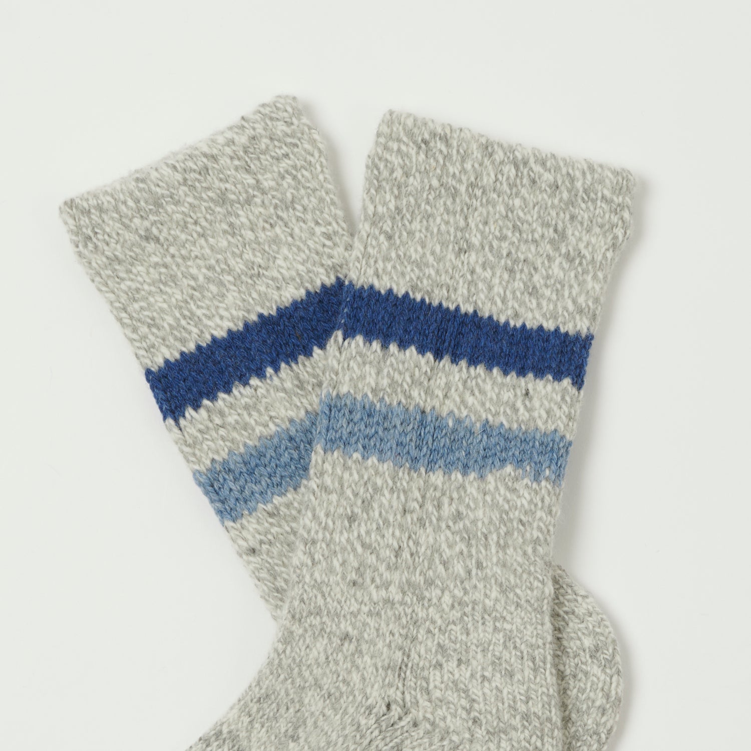 RoToTo Retro Winter Outdoor Sock - Grey/Light Blue/Dark Blue